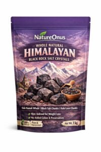 natureonus whole himalayan black rock salt crystals 1kg | kala namak whole | black salt chunks | kala loon chunks | | non iodized for weight loss | no added colour & preservatives