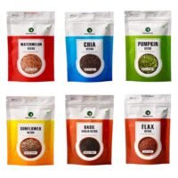 natureonus all raw seeds combo pack of 6 750g | chia, pumpkin, sunflower, flax, watermelon & basil seeds 125g each | seeds mix superfoods for eating rich in antioxidants vitamins & minerals