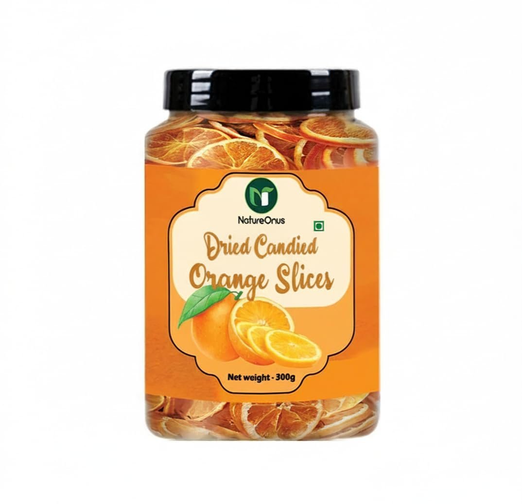 natureonus dried candied orange slices, ready to eat 300gms | premium orange slices for eating natureonus dried candied orange slices, ready to eat 300gms | premium orange slices for eating