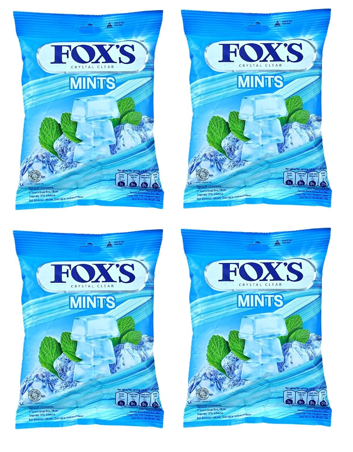 astonished retail fox's crystal clear mints candy pouch, (90g x 4 packs), 360 gm astonished retail fox's crystal clear mints candy pouch, (90g x 4 packs), 360 gm