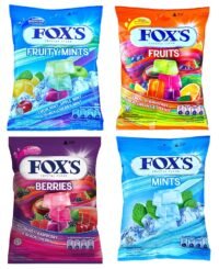 astonished retail fox's crystal clear candy mints candy, fruits candy, berries candy and fruity mints candy (4 packs x90g), 360 gram