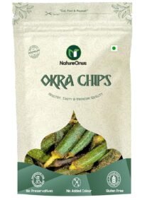 natureonus vacuum fried okra chips 43g pack of 3 | high in protein and fiber | no preservatives, no msg | zero trans fat & cholesterol | gluten free | crunchy vacuum cooked snack 129g