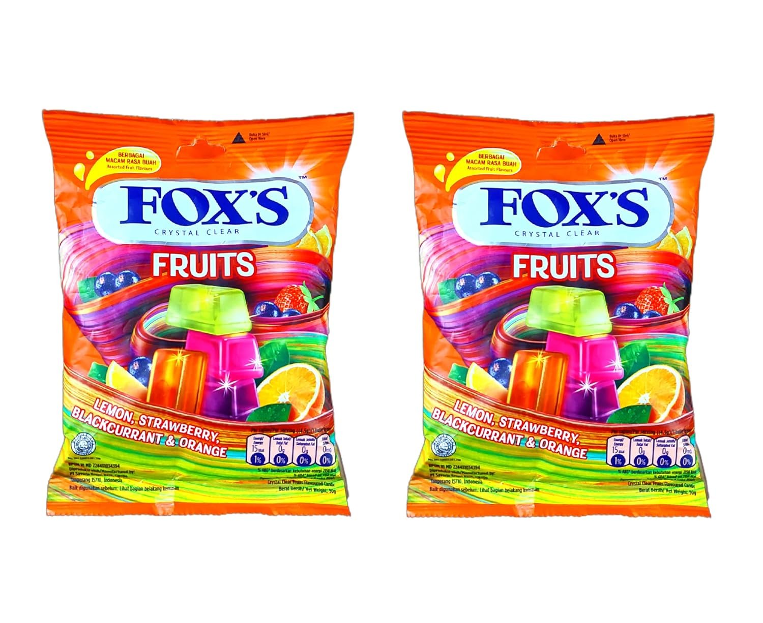 fox's crystal clear fruits candy pouch, (90g x 4 packs) fox's crystal clear fruits candy pouch, (90g x 4 packs)