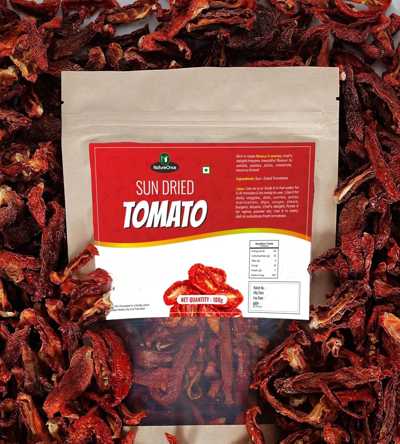 natureonus sun dried tomato, 100g | tomatoes | hygienically solar dried | anti oxidant rich | use in dips, marinades, salads, pasta, veggies, dals, curries, pulav, soups, stews, burgers natureonus sun dried tomato, 100g | tomatoes | hygienically solar dried | anti oxidant rich | use in dips, marinades, salads, pasta, veggies, dals, curries, pulav, soups, stews, burgers