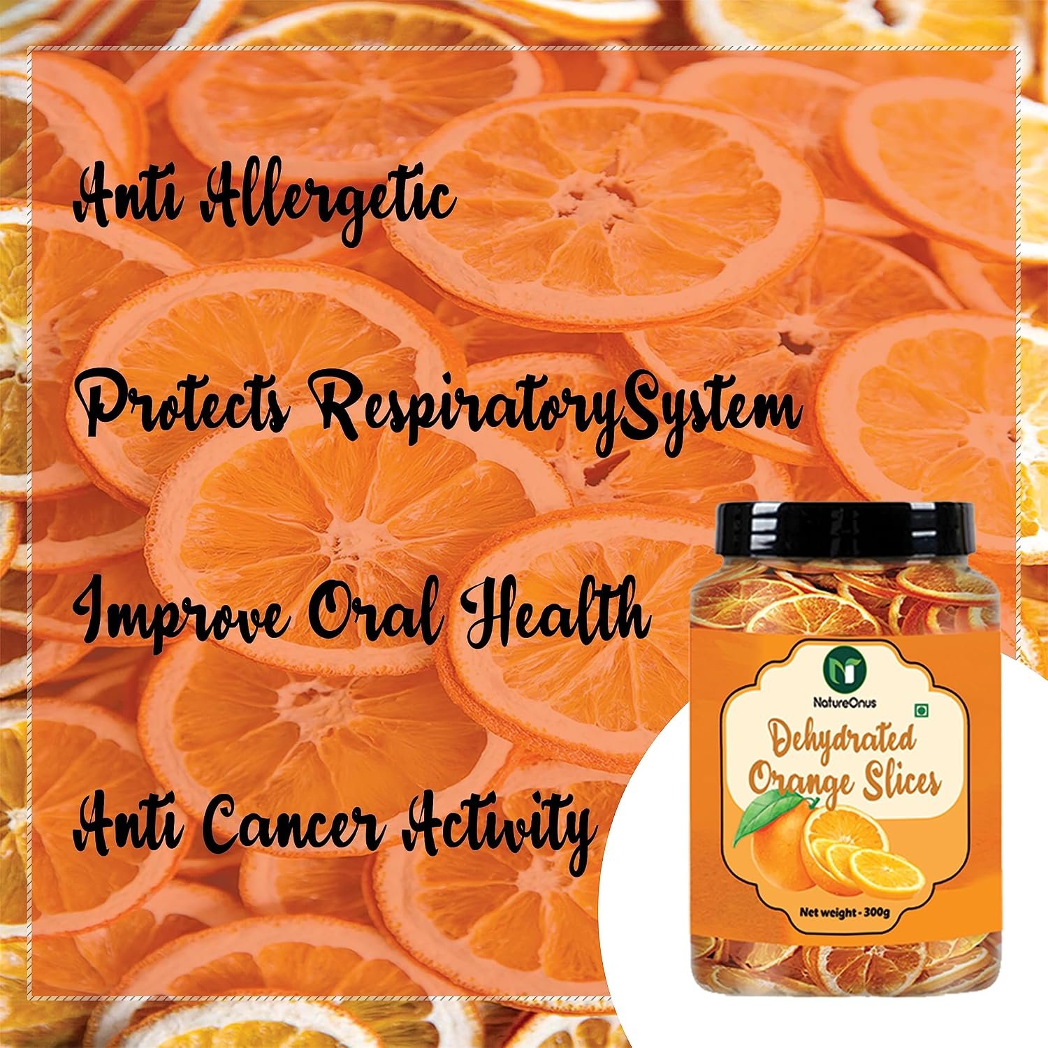natureonus dried candied orange slices, ready to eat 300gms | premium orange slices for eating natureonus dried candied orange slices, ready to eat 300gms | premium orange slices for eating