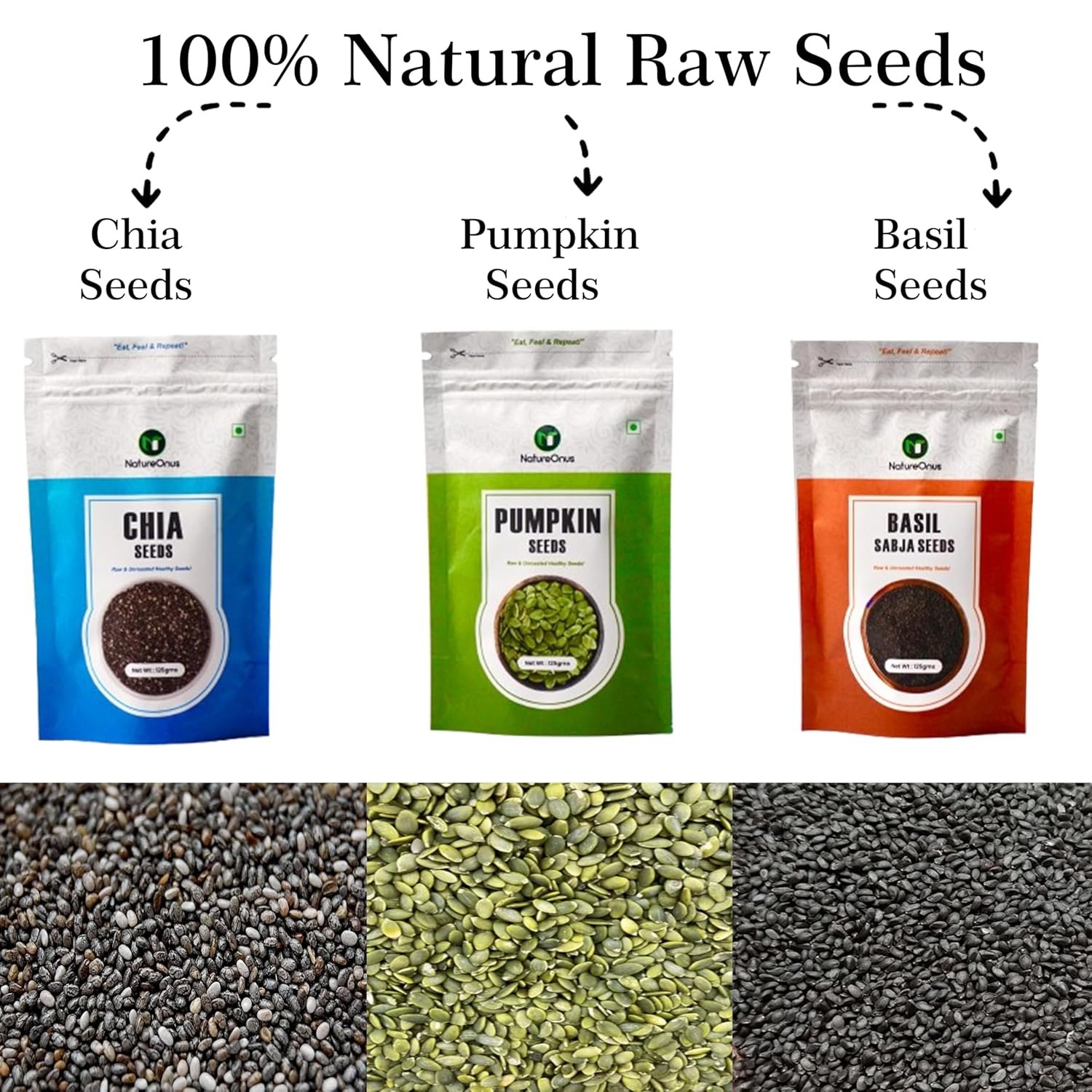 natureonus all raw seeds combo pack of 9 1125g | chia, pumpkin, sunflower, flax, watermelon, halim, white sesame, black sesame & basil seeds 125g each | seeds mix superfoods for eating combo pack natureonus all raw seeds combo pack of 9 1125g | chia, pumpkin, sunflower, flax, watermelon, halim, white sesame, black sesame & basil seeds 125g each | seeds mix superfoods for eating combo pack
