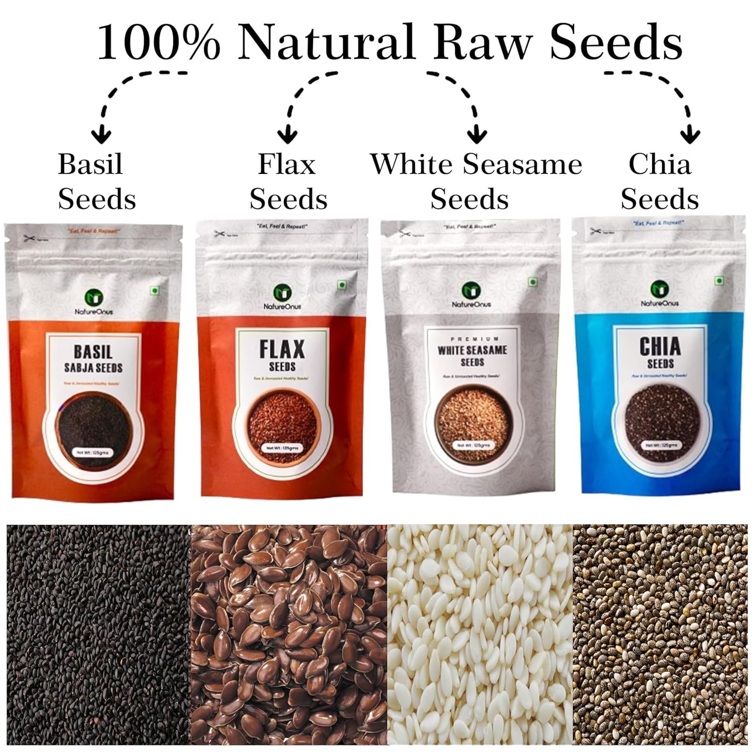 natureonus pack of 12 raw seeds for eating| chia, pumpkin, sunflower, flax, watermelon, halim, cucumber, muskmelon, kalonji, white sesame, black sesame & basil seeds |mix superfoods for eating combo pack of 12 125g each natureonus pack of 12 raw seeds for eating| chia, pumpkin, sunflower, flax, watermelon, halim, cucumber, muskmelon, kalonji, white sesame, black sesame & basil seeds |mix superfoods for eating combo pack of 12 125g each