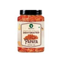 natureonus premium dried candied papaya 350gms | dried & dry papaya | sweet & tasty tropical dry fruit snacks | snack | dietary fiber and antioxidants
