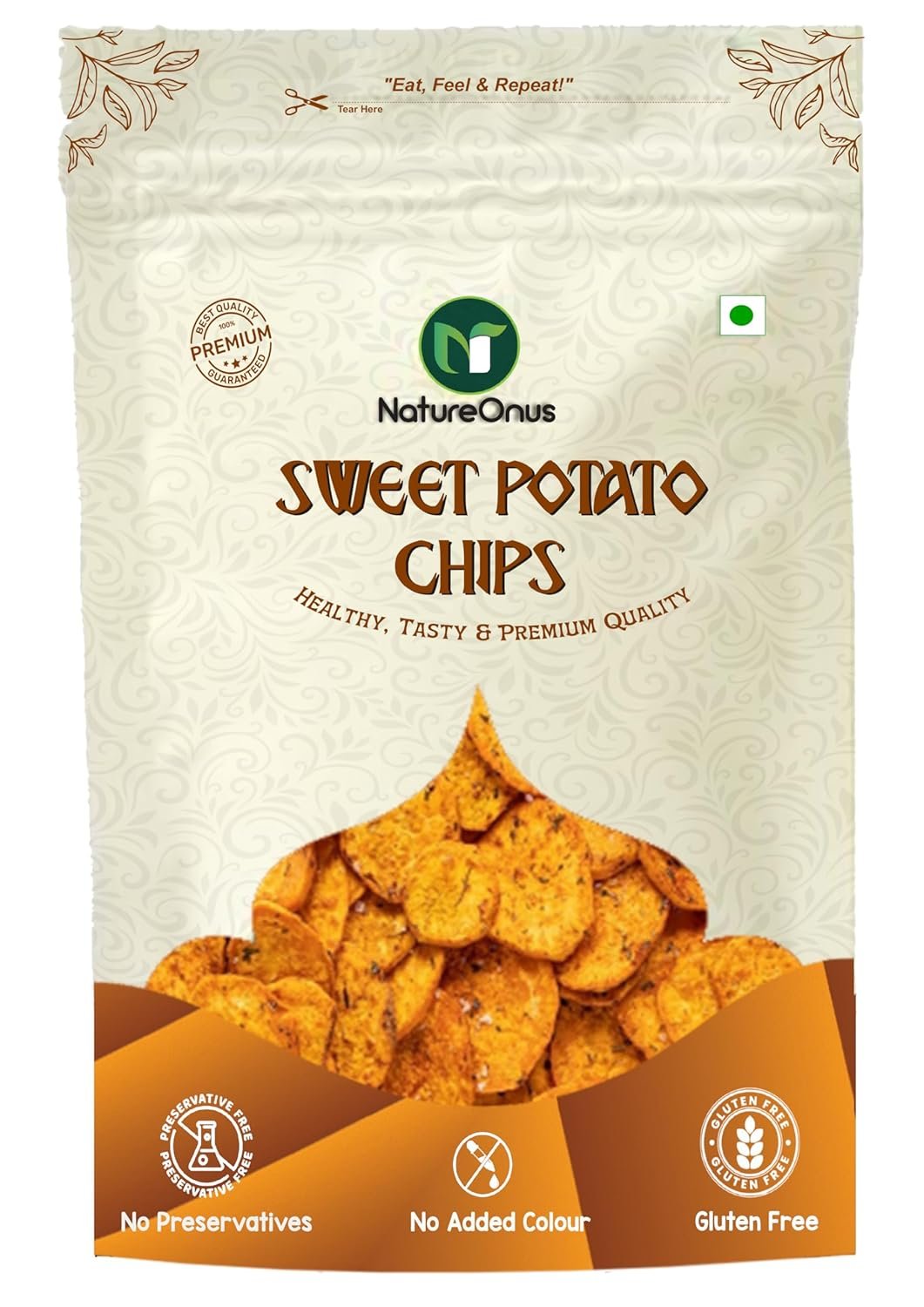 natureonus vacuum fried sweet potato chips 43g pack of 3 | healthy snack | no msg, no preservatives | low fat, zero cholesterol, trans fat free | gluten free vegetable chips | vacuum cooked sweet potato 129gms natureonus vacuum fried sweet potato chips 43g pack of 3 | healthy snack | no msg, no preservatives | low fat, zero cholesterol, trans fat free | gluten free vegetable chips | vacuum cooked sweet potato 129gms