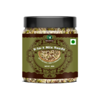 natureonus 9 in 1 raw seeds mix 350g | seeds | snacks | mix seed for eating | diet snacks [raw sunflower, pumpkin, flax, white and black sesame, watermelon, chia, basil seeds & halim seeds]