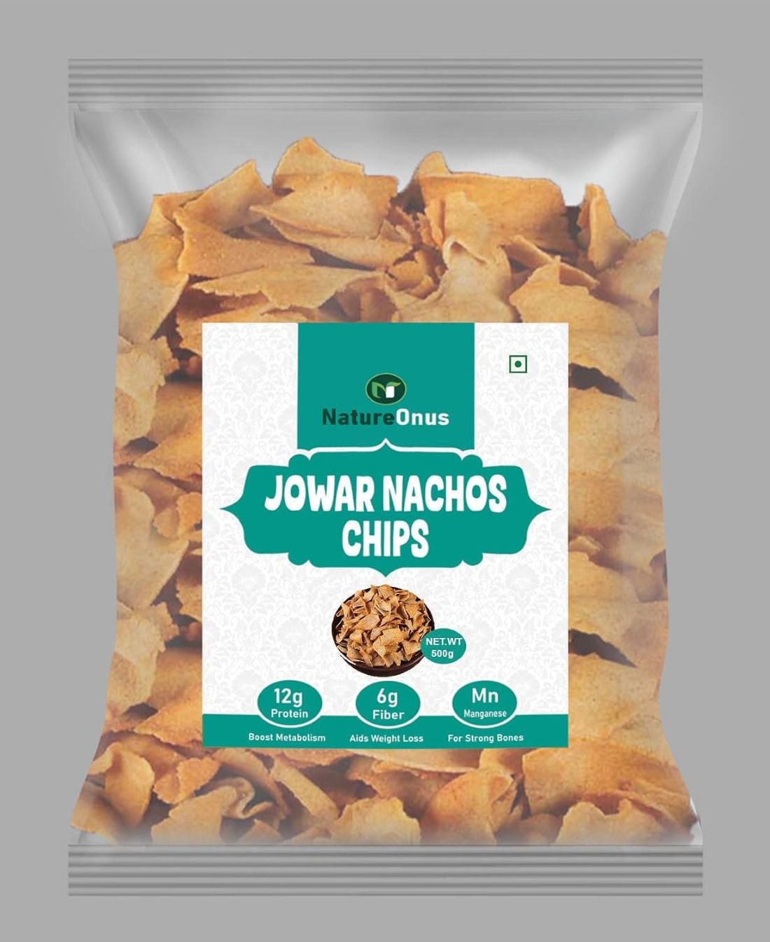 natureonus jowar nachos spicy millets chips 500gms | sorghum snack | perfect snacking chips made with jowar (sorghum) | millet based chip | high protein | high fiber | gluten free | light & crispy natureonus jowar nachos spicy millets chips 500gms | sorghum snack | perfect snacking chips made with jowar (sorghum) | millet based chip | high protein | high fiber | gluten free | light & crispy