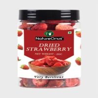 natureonus dried strawberry 150g | dehydrated candied strawberry | candied dried strawberries dry fruit | healthy and tasty snack