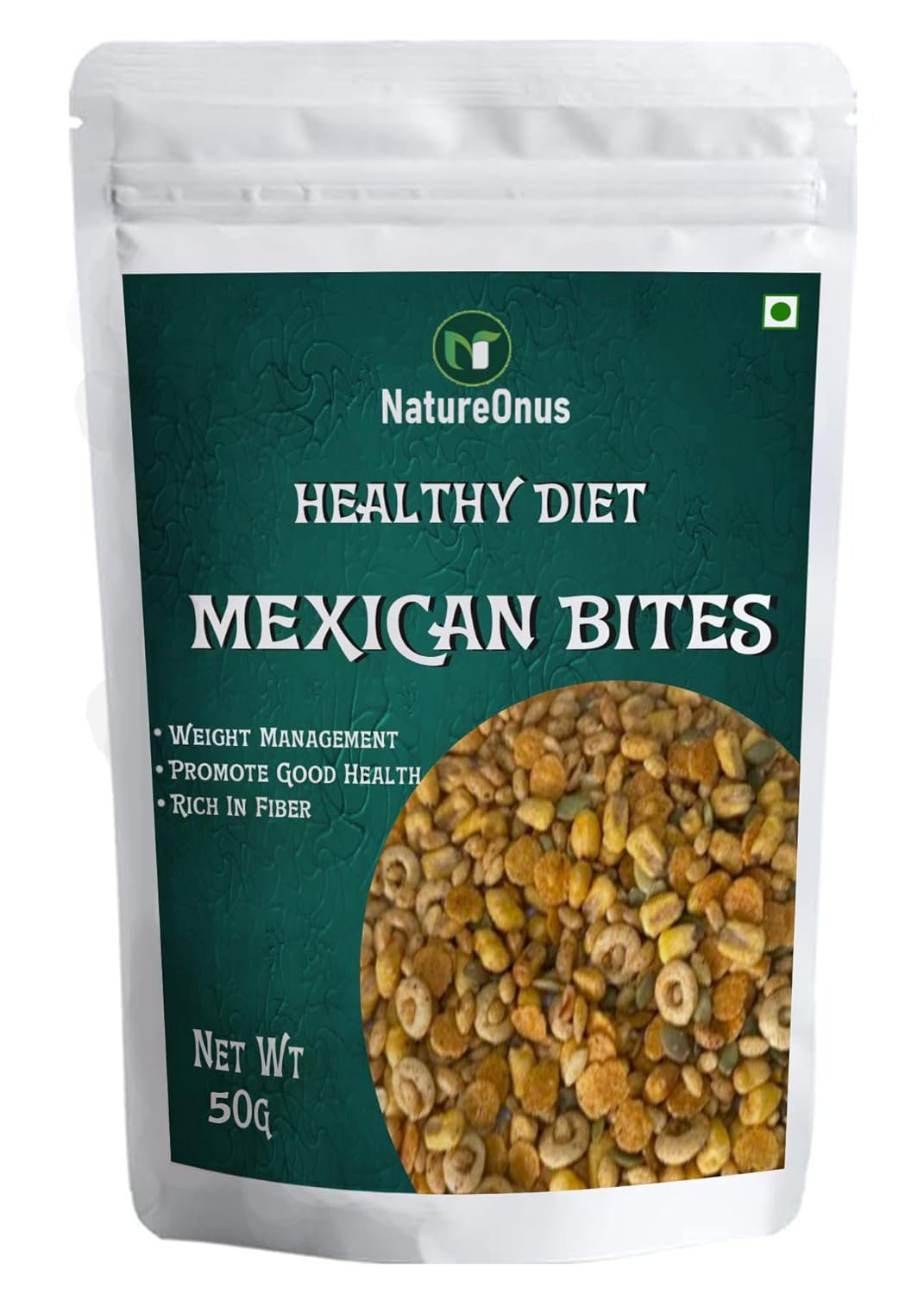 natureonus baked mexican bites 50g pack of 3 | rice, corn, oats & jowar puffs with pumpkin seeds | wholesome snack for mindful eating | full of nutrients & high in fiber | 150gms natureonus baked mexican bites 50g pack of 3 | rice, corn, oats & jowar puffs with pumpkin seeds | wholesome snack for mindful eating | full of nutrients & high in fiber | 150gms