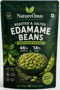 natureonus roasted & salted edamame beans 110g | crunchy young green soybeans | high protein, high fiber healthy snack | highest plant protein supersnack