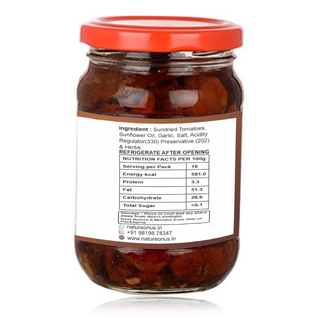 natureonus sun dried tomato in oil 240g | tomatoes | hygienically solar dried | anti oxidant rich | use in dips, marinades, salads, pasta, veggies, dals, curries, pulav, soups, stews, burgers (sundried tomatoes in oil) natureonus sun dried tomato in oil 240g | tomatoes | hygienically solar dried | anti oxidant rich | use in dips, marinades, salads, pasta, veggies, dals, curries, pulav, soups, stews, burgers (sundried tomatoes in oil)