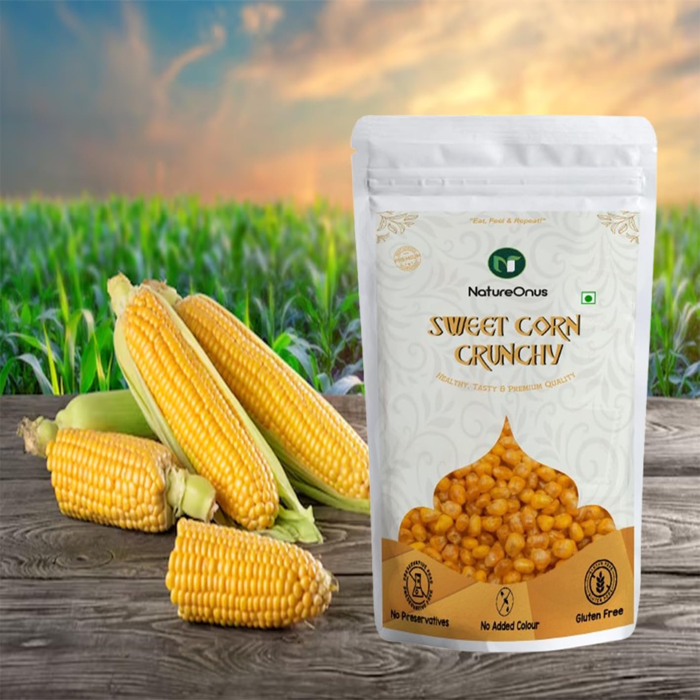 natureonus vacuum fried sweet corn crunchy snacks 43g pack of 3 natureonus vacuum fried sweet corn crunchy snacks 43g pack of 3