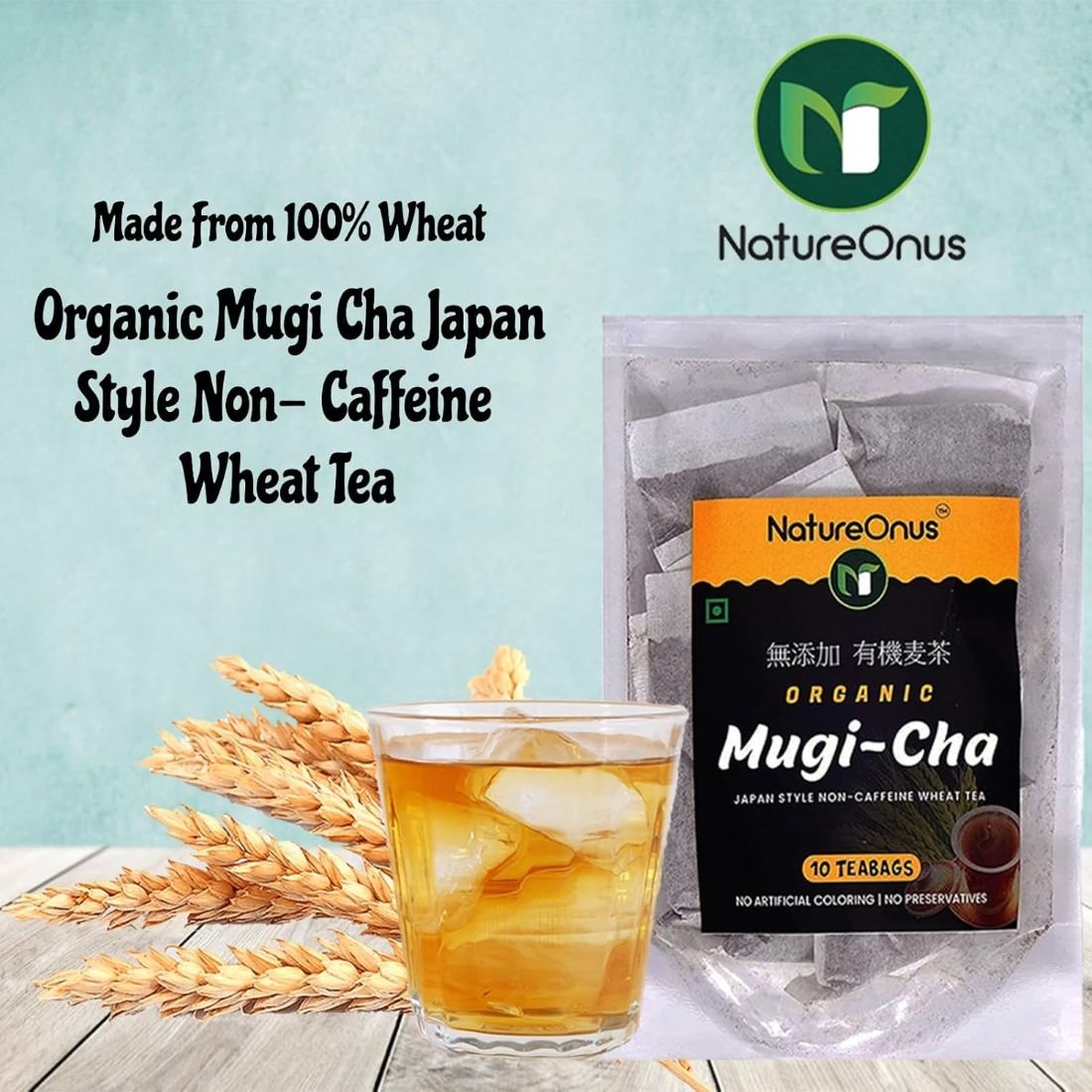 natureonus mugicha japan style non caffeine wheat tea mugicha barley tea, 10 tea bags | no preservatives | a caffeine free japanese style barley for everyday hydration natureonus mugicha japan style non caffeine wheat tea mugicha barley tea, 10 tea bags | no preservatives | a caffeine free japanese style barley for everyday hydration