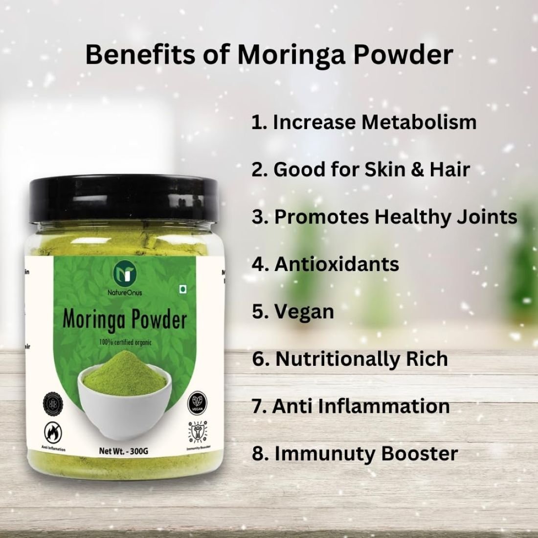 natureonus moringa powder drumstick leaf powder 300gms | moringa oleifera, moringa for immunity, digestion & energy | multi vitamin, anti oxidant | good for hair & skin | protein rich natureonus moringa powder drumstick leaf powder 300gms | moringa oleifera, moringa for immunity, digestion & energy | multi vitamin, anti oxidant | good for hair & skin | protein rich
