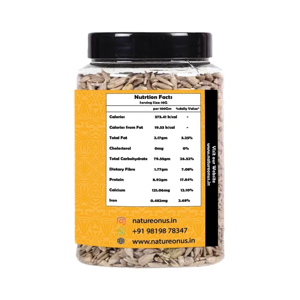 natureonus premium raw sunflower seeds for eating 300gms | protein and fiber rich superfood | | diet food | raw seeds | weight management | source of antioxidants | raw snack for skin | rich in protein & vitamin e superfood natureonus premium raw sunflower seeds for eating 300gms | protein and fiber rich superfood | | diet food | raw seeds | weight management | source of antioxidants | raw snack for skin | rich in protein & vitamin e superfood
