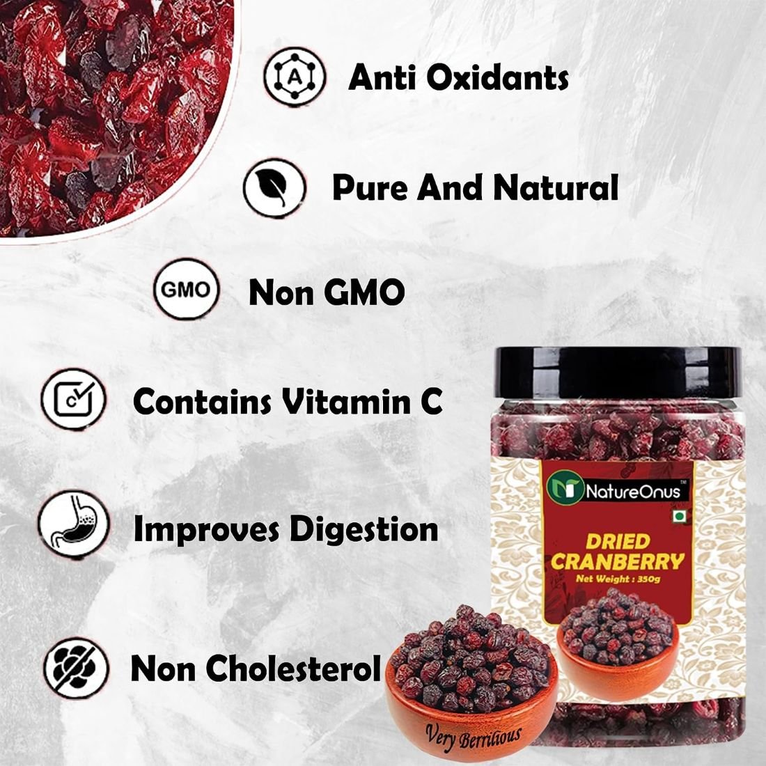 natureonus dried cranberry slice 350g | premium dried sliced cranberries | cranberry dry fruits | snack for kids and adults (gluten free, immunity booster, non gmo) natureonus dried cranberry slice 350g | premium dried sliced cranberries | cranberry dry fruits | snack for kids and adults (gluten free, immunity booster, non gmo)