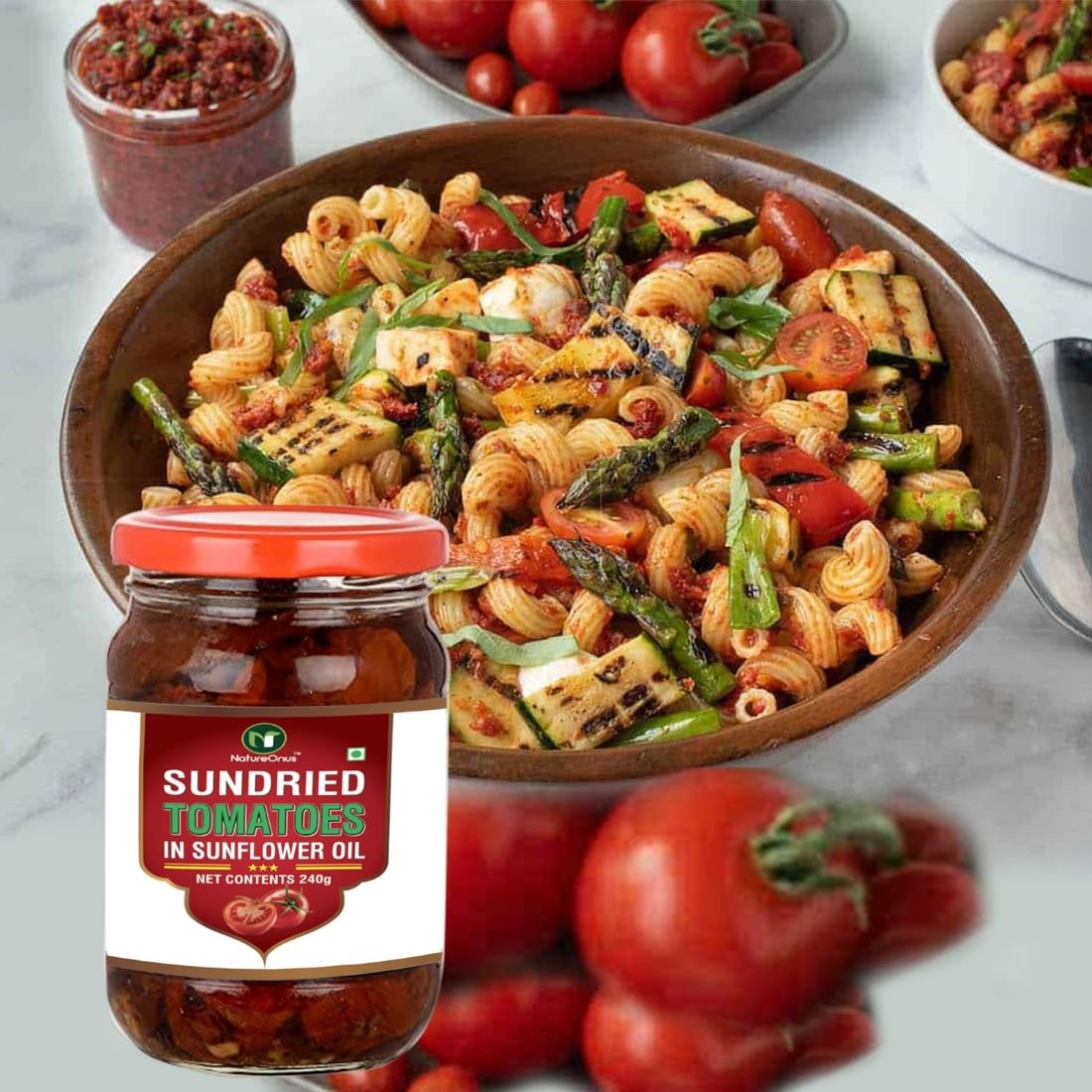 natureonus sun dried tomato in oil 240g | tomatoes | hygienically solar dried | anti oxidant rich | use in dips, marinades, salads, pasta, veggies, dals, curries, pulav, soups, stews, burgers (sundried tomatoes in oil) natureonus sun dried tomato in oil 240g | tomatoes | hygienically solar dried | anti oxidant rich | use in dips, marinades, salads, pasta, veggies, dals, curries, pulav, soups, stews, burgers (sundried tomatoes in oil)