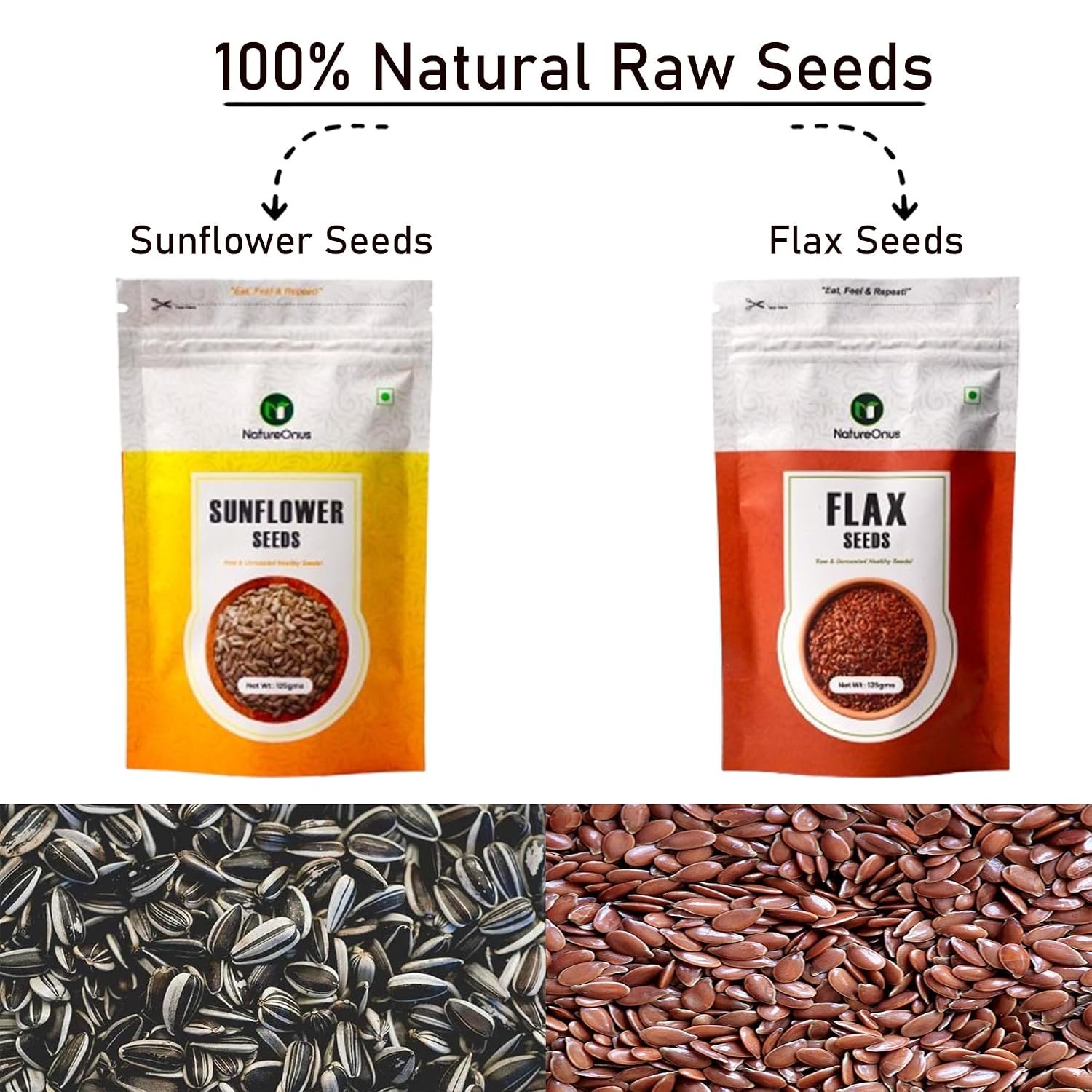 natureonus all raw seeds combo pack of 4 | chia seeds, pumpkin seeds, sunflower seeds, flax seeds 125g each | seeds mix superfoods for eating rich in antioxidants vitamins & minerals natureonus all raw seeds combo pack of 4 | chia seeds, pumpkin seeds, sunflower seeds, flax seeds 125g each | seeds mix superfoods for eating rich in antioxidants vitamins & minerals
