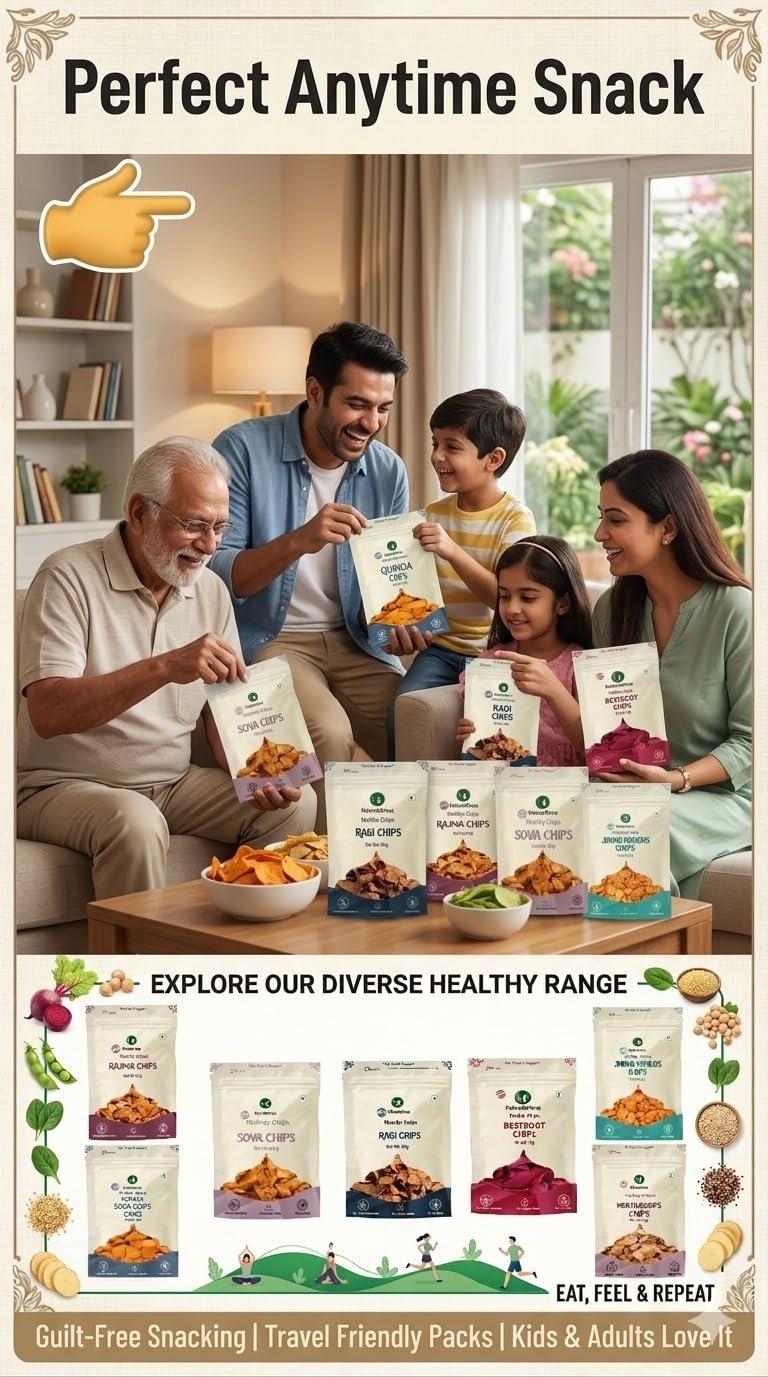 natureonus high protein chips combo pack of 7 (301g) | 7 snacks pack x 43g | ragi, beetroot, multigrain, jowar, quinoa, soya & rajma chips | gluten free, no maida, no preservatives, no palm oil, high protein chips (43g x 7 packs) natureonus high protein chips combo pack of 7 (301g) | 7 snacks pack x 43g | ragi, beetroot, multigrain, jowar, quinoa, soya & rajma chips | gluten free, no maida, no preservatives, no palm oil, high protein chips (43g x 7 packs)