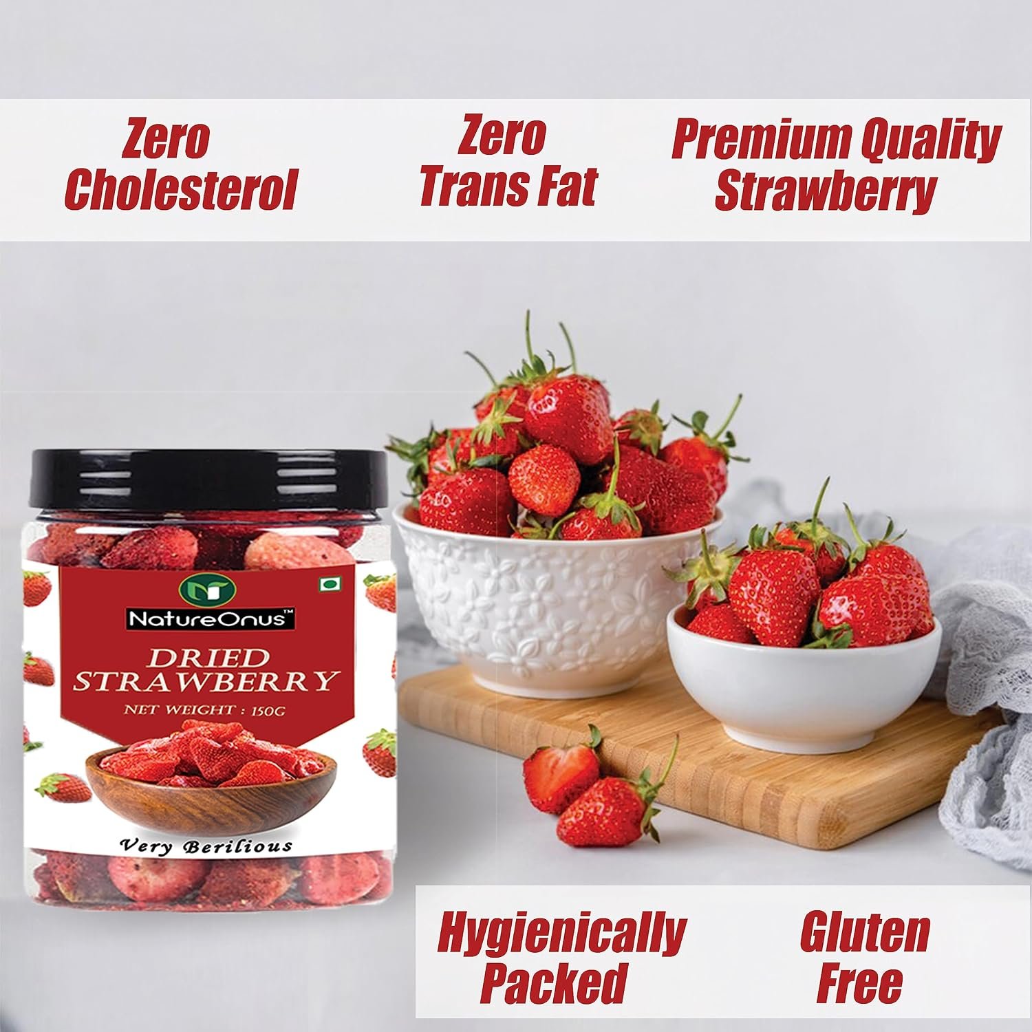 natureonus dried strawberry 150g | dehydrated candied strawberry | candied dried strawberries dry fruit | healthy and tasty snack natureonus dried strawberry 150g | dehydrated candied strawberry | candied dried strawberries dry fruit | healthy and tasty snack