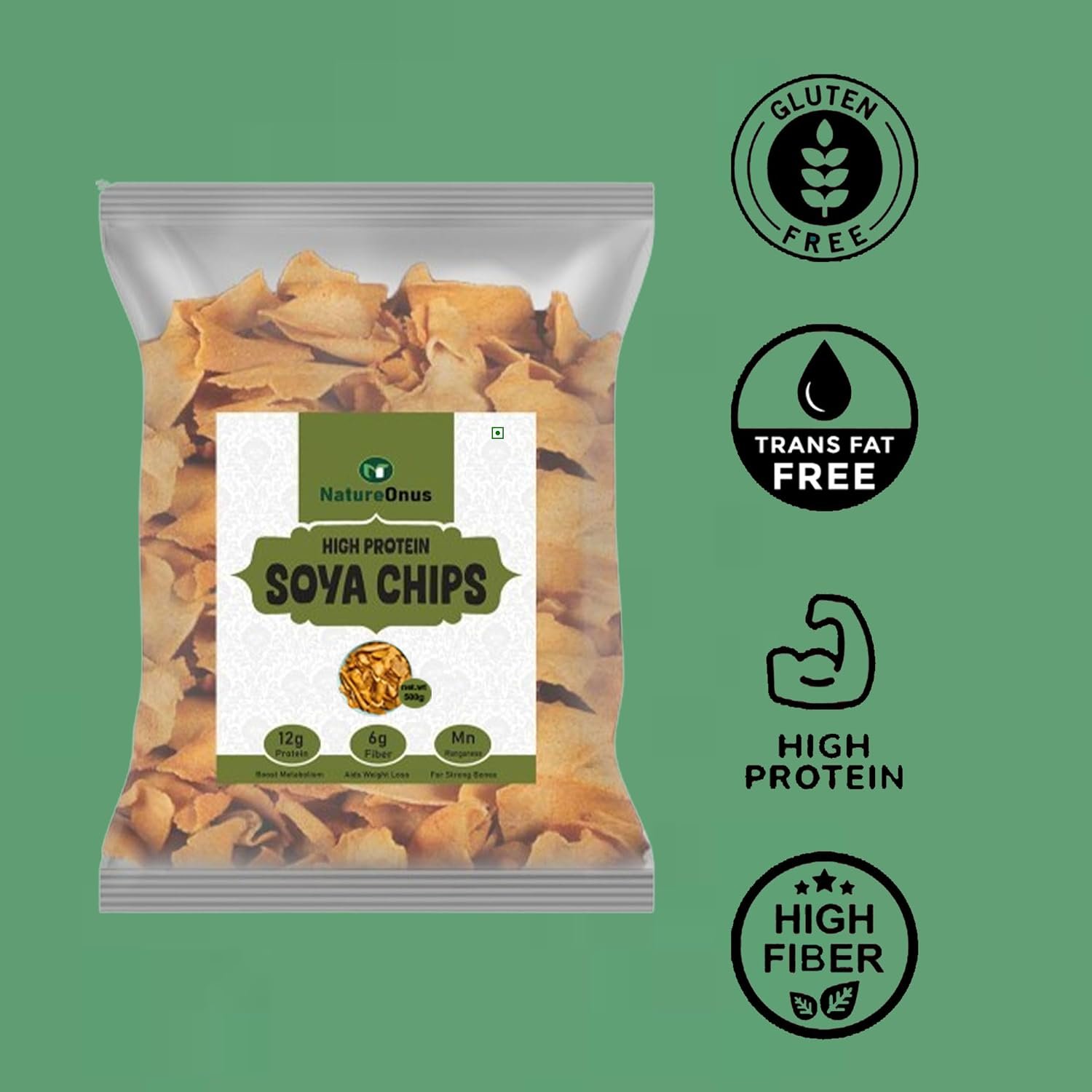 natureonus soya chips 500gms | perfect snacking with high nutrient content | soya based chips | high protein snacks | soya chips, tasty with high dietary fiber and nutrient|content gluten free snack|high protein and fiber rich natureonus soya chips 500gms | perfect snacking with high nutrient content | soya based chips | high protein snacks | soya chips, tasty with high dietary fiber and nutrient|content gluten free snack|high protein and fiber rich