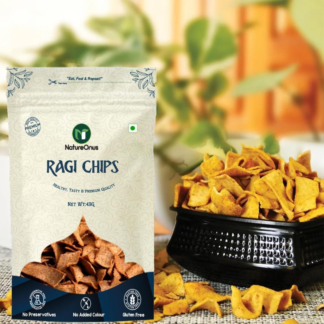 natureonus ragi chat masala chips 43gms x 3 | finger millets chips | perfect snacking chips made with ragi (finger millet) | millet based chips | high protein snacks natureonus ragi chat masala chips 43gms x 3 | finger millets chips | perfect snacking chips made with ragi (finger millet) | millet based chips | high protein snacks