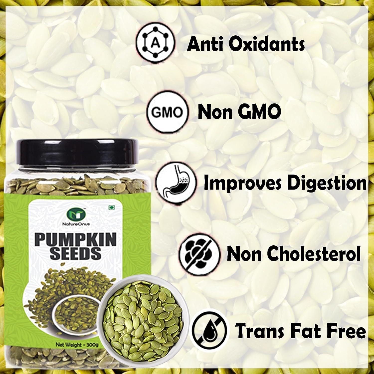 natureonus pumpkin seeds 300g seeds for eating | raw pumpkin seed | diet food natureonus pumpkin seeds 300g seeds for eating | raw pumpkin seed | diet food