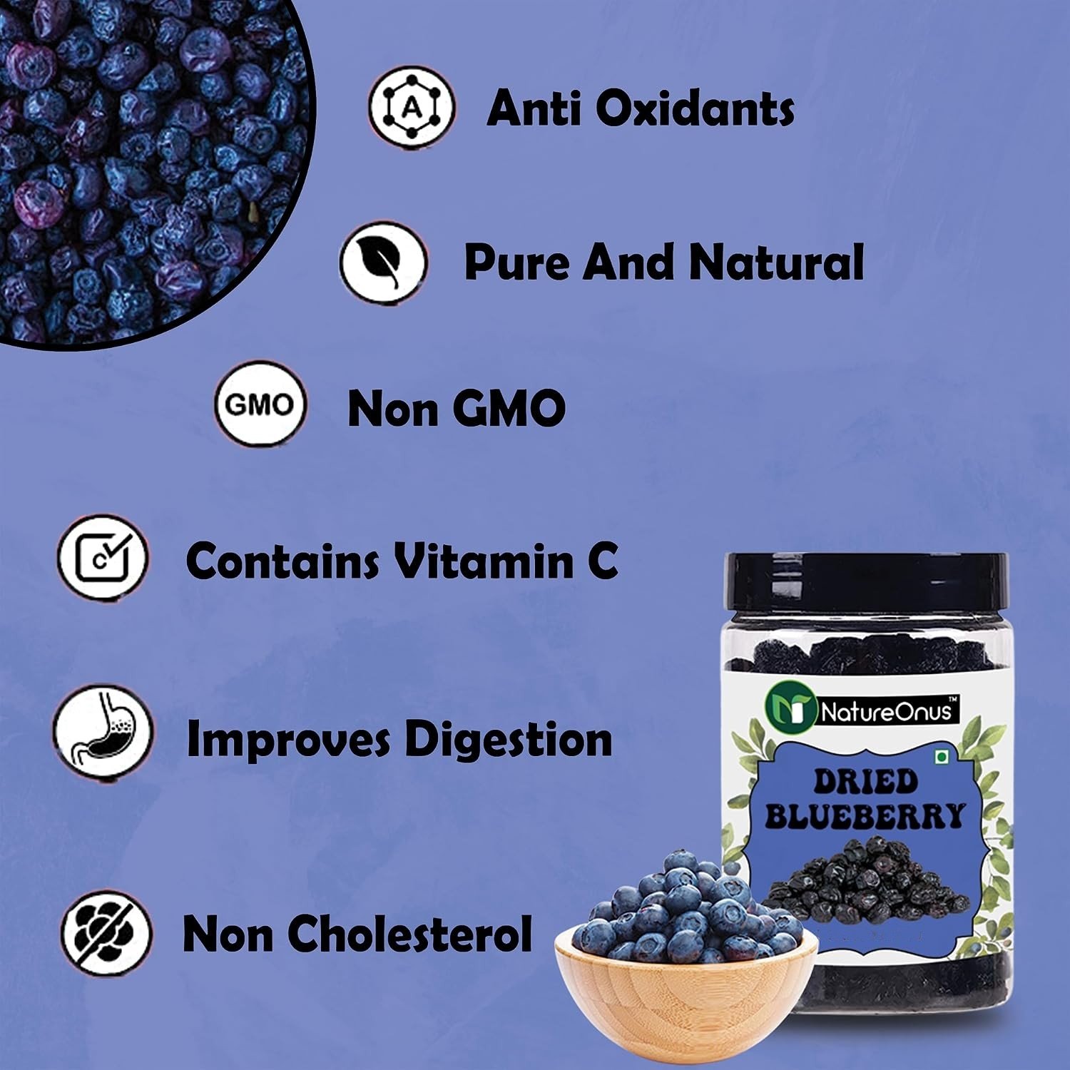natureonus dried blueberries 850g | tasty whole & dried blueberry | rich in calcium and vitamin k | non gmo & no preservatives (850) natureonus dried blueberries 850g | tasty whole & dried blueberry | rich in calcium and vitamin k | non gmo & no preservatives (850)
