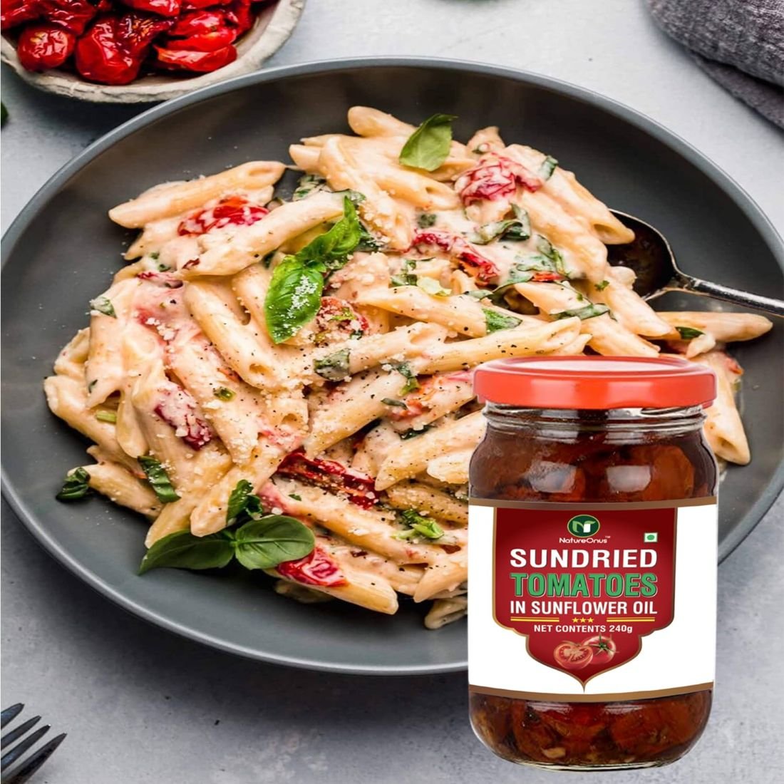 natureonus sun dried tomato in oil 240g | tomatoes | hygienically solar dried | anti oxidant rich | use in dips, marinades, salads, pasta, veggies, dals, curries, pulav, soups, stews, burgers (sundried tomatoes in oil) natureonus sun dried tomato in oil 240g | tomatoes | hygienically solar dried | anti oxidant rich | use in dips, marinades, salads, pasta, veggies, dals, curries, pulav, soups, stews, burgers (sundried tomatoes in oil)