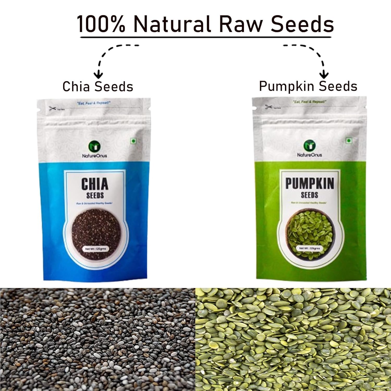 natureonus all raw seeds combo pack of 4 | chia seeds, pumpkin seeds, sunflower seeds, flax seeds 125g each | seeds mix superfoods for eating rich in antioxidants vitamins & minerals natureonus all raw seeds combo pack of 4 | chia seeds, pumpkin seeds, sunflower seeds, flax seeds 125g each | seeds mix superfoods for eating rich in antioxidants vitamins & minerals