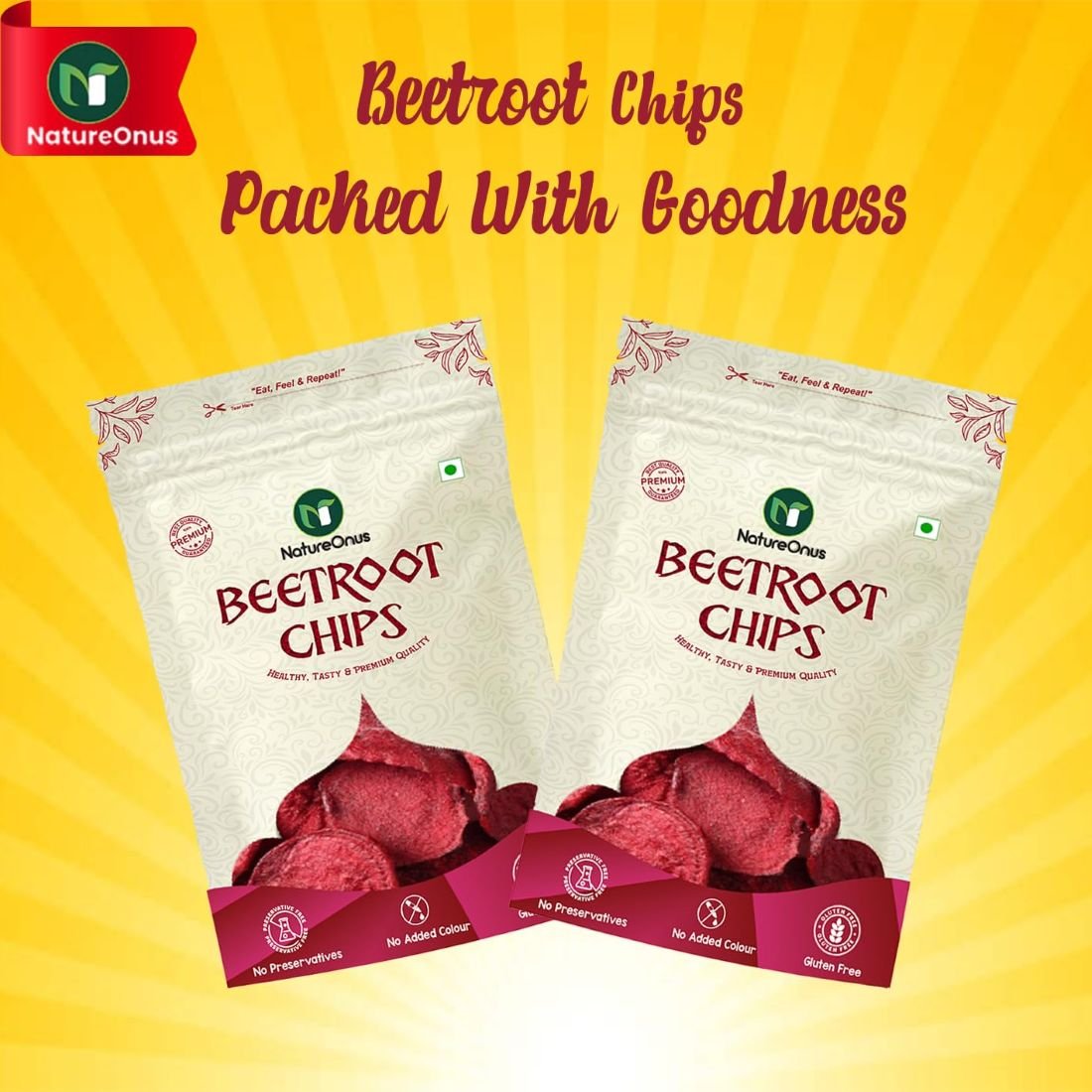 natureonus vacuum fried beetroot chips 43g pack of 3 | crispy & tasty snacks | gluten free | friendly snack | trans free|no artificial flavour | snacks| vegetable chips 129 grams natureonus vacuum fried beetroot chips 43g pack of 3 | crispy & tasty snacks | gluten free | friendly snack | trans free|no artificial flavour | snacks| vegetable chips 129 grams