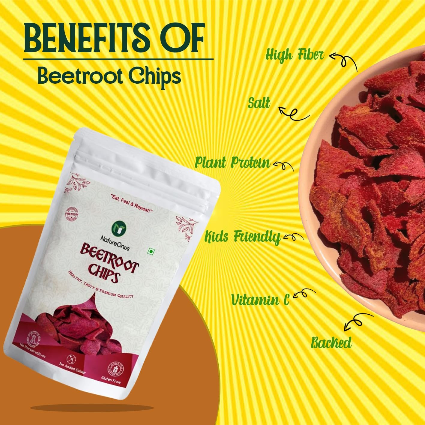natureonus beetroot chips 43gms pack of 3 | perfect snacking chips with high nutrient content | millet based | high protein snacks | crispy beetroot, tasty with high dietary fiber and nutrient|content gluten free snack|high protein and fiber rich natureonus beetroot chips 43gms pack of 3 | perfect snacking chips with high nutrient content | millet based | high protein snacks | crispy beetroot, tasty with high dietary fiber and nutrient|content gluten free snack|high protein and fiber rich