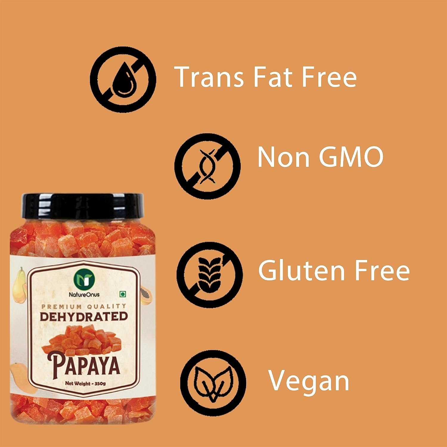 natureonus premium dried candied papaya 350gms | dried & dry papaya | sweet & tasty tropical dry fruit snacks | snack | dietary fiber and antioxidants natureonus premium dried candied papaya 350gms | dried & dry papaya | sweet & tasty tropical dry fruit snacks | snack | dietary fiber and antioxidants