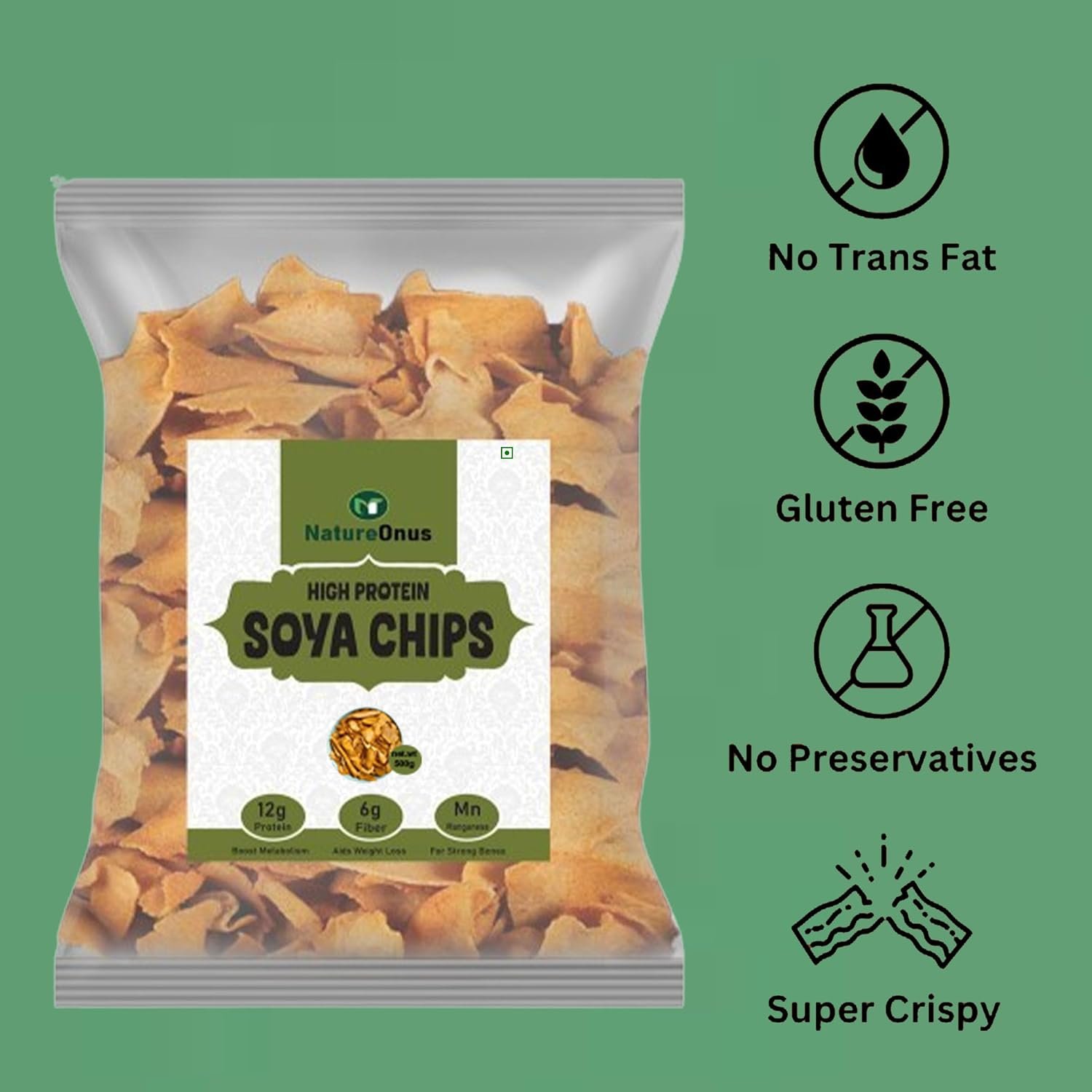 natureonus soya chips 500gms | perfect snacking with high nutrient content | soya based chips | high protein snacks | soya chips, tasty with high dietary fiber and nutrient|content gluten free snack|high protein and fiber rich natureonus soya chips 500gms | perfect snacking with high nutrient content | soya based chips | high protein snacks | soya chips, tasty with high dietary fiber and nutrient|content gluten free snack|high protein and fiber rich