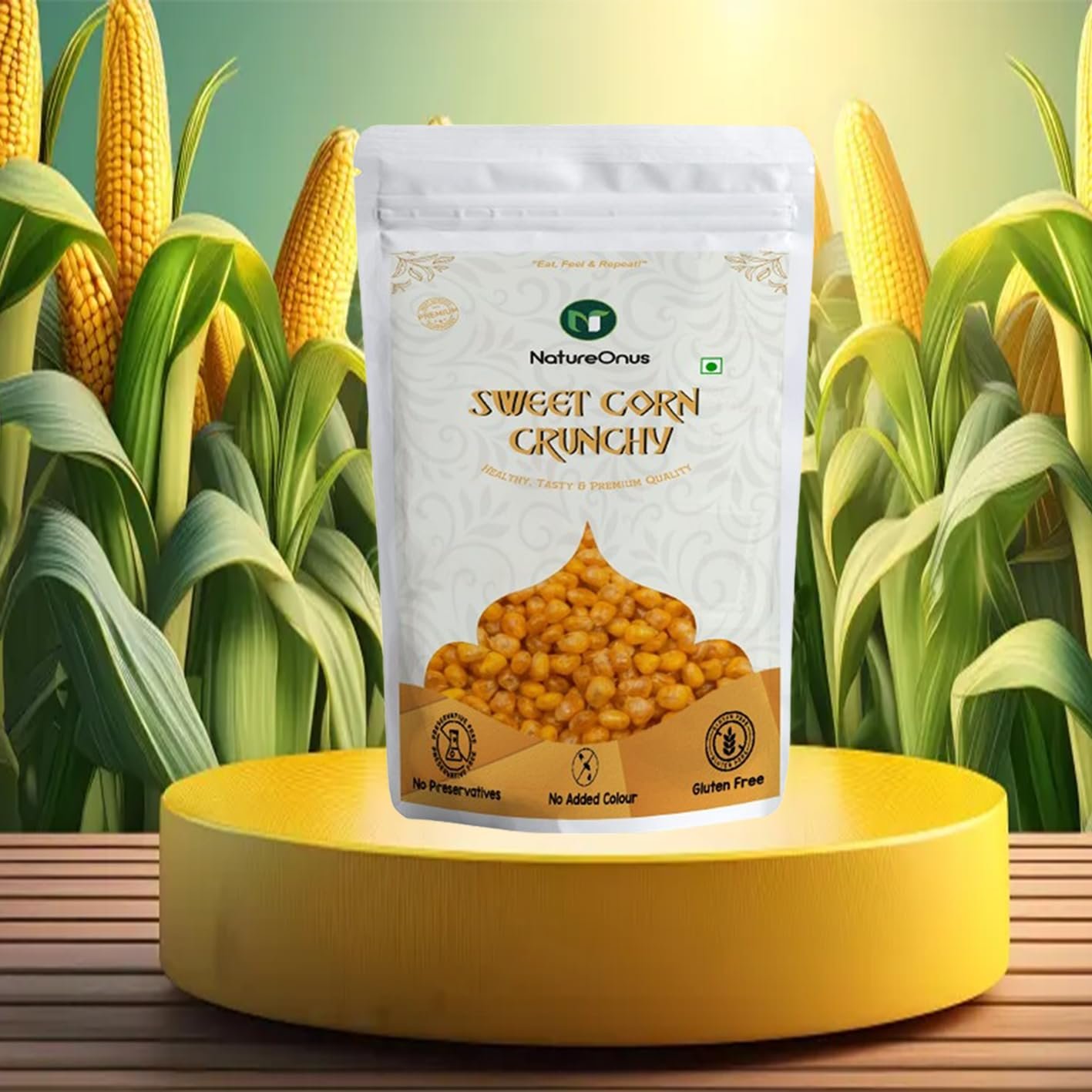 natureonus vacuum fried sweet corn crunchy snacks 43g pack of 3 natureonus vacuum fried sweet corn crunchy snacks 43g pack of 3