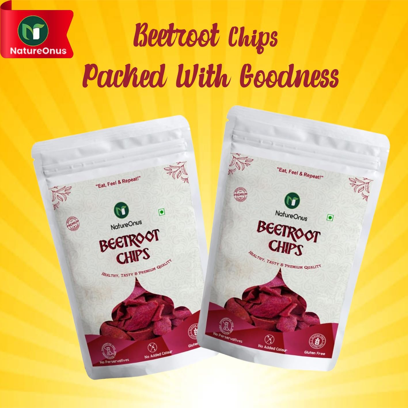 natureonus beetroot chips 43gms pack of 3 | perfect snacking chips with high nutrient content | millet based | high protein snacks | crispy beetroot, tasty with high dietary fiber and nutrient|content gluten free snack|high protein and fiber rich natureonus beetroot chips 43gms pack of 3 | perfect snacking chips with high nutrient content | millet based | high protein snacks | crispy beetroot, tasty with high dietary fiber and nutrient|content gluten free snack|high protein and fiber rich