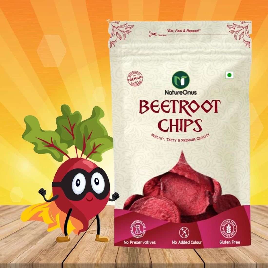 natureonus vacuum fried beetroot chips 43g pack of 3 | crispy & tasty snacks | gluten free | friendly snack | trans free|no artificial flavour | snacks| vegetable chips 129 grams natureonus vacuum fried beetroot chips 43g pack of 3 | crispy & tasty snacks | gluten free | friendly snack | trans free|no artificial flavour | snacks| vegetable chips 129 grams