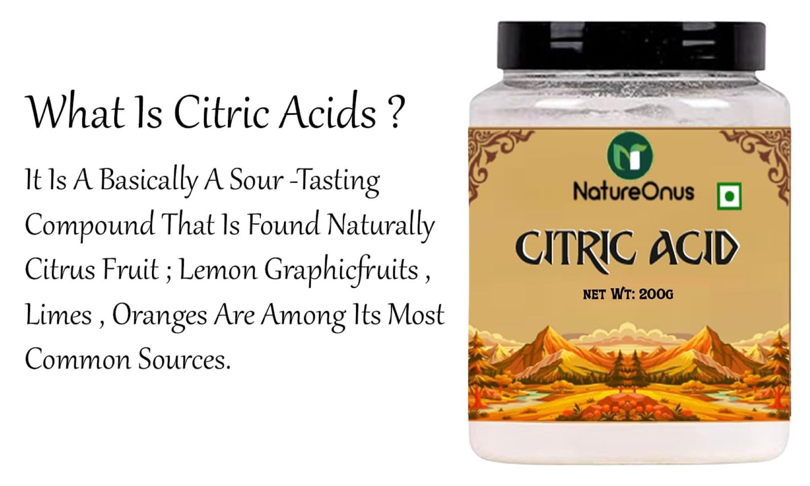 natureonus pure citric acid powder for food 200gms | nimbu sat | food grade | preservative & flavouring agent for cleaning, home & kitchen natureonus pure citric acid powder for food 200gms | nimbu sat | food grade | preservative & flavouring agent for cleaning, home & kitchen