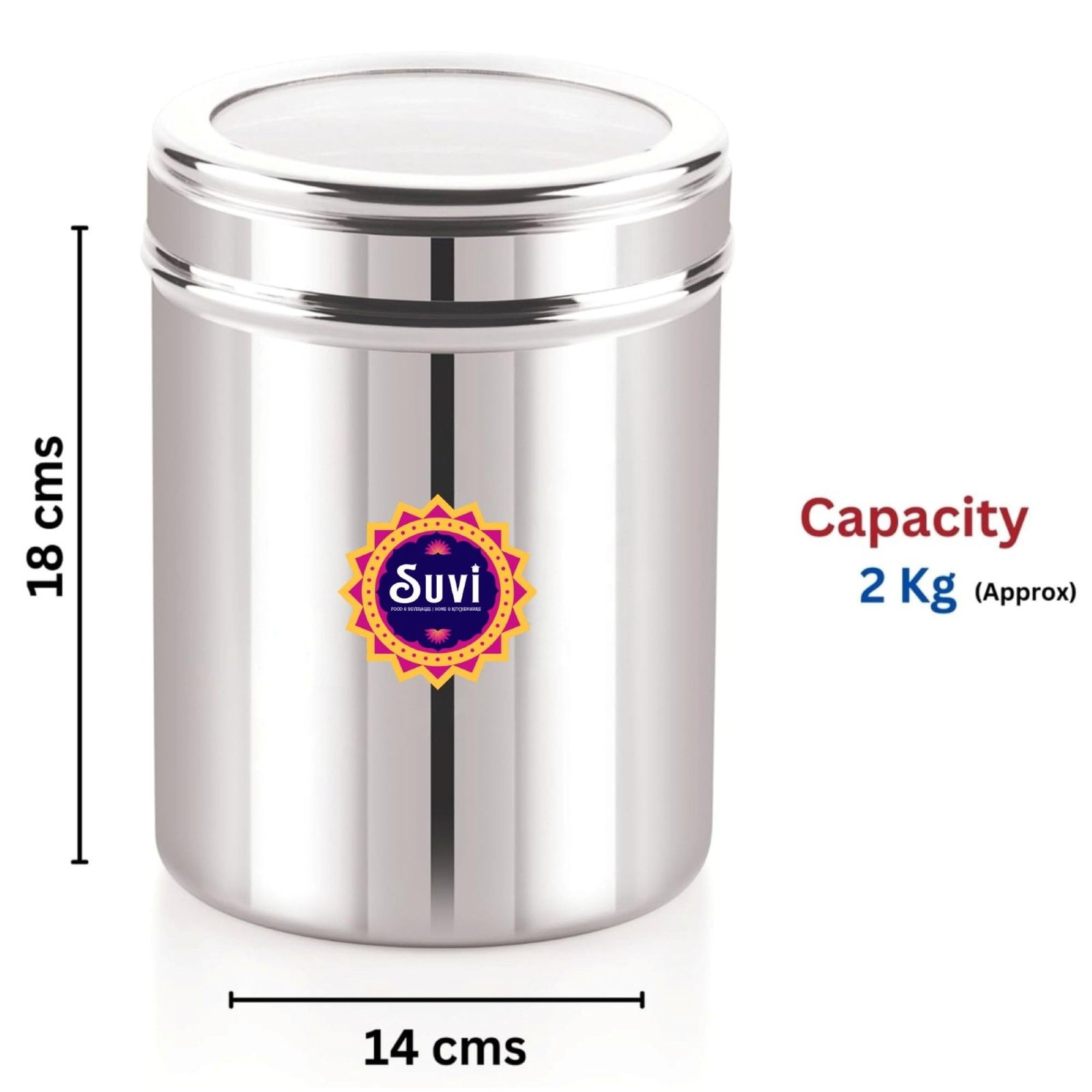 suvi 2 kg stainless steel kitchen containers with see through lid (2500ml 6pcs) | ubha dabba multipurpose storage| steel storage containers for kitchen food grains capacity 2kg approx (pack of 6) suvi 2 kg stainless steel kitchen containers with see through lid (2500ml 6pcs) | ubha dabba multipurpose storage| steel storage containers for kitchen food grains capacity 2kg approx (pack of 6)