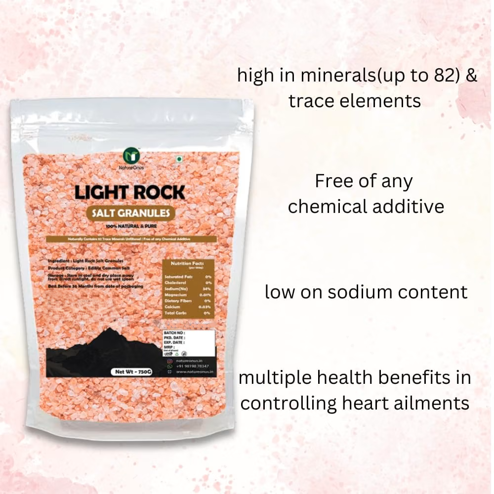 natureonus pink himalayan light rock salt granules 750gms | rock salt | sendha namak | mineral rich salt for cooking | non iodized for weight loss & cooking natureonus pink himalayan light rock salt granules 750gms | rock salt | sendha namak | mineral rich salt for cooking | non iodized for weight loss & cooking