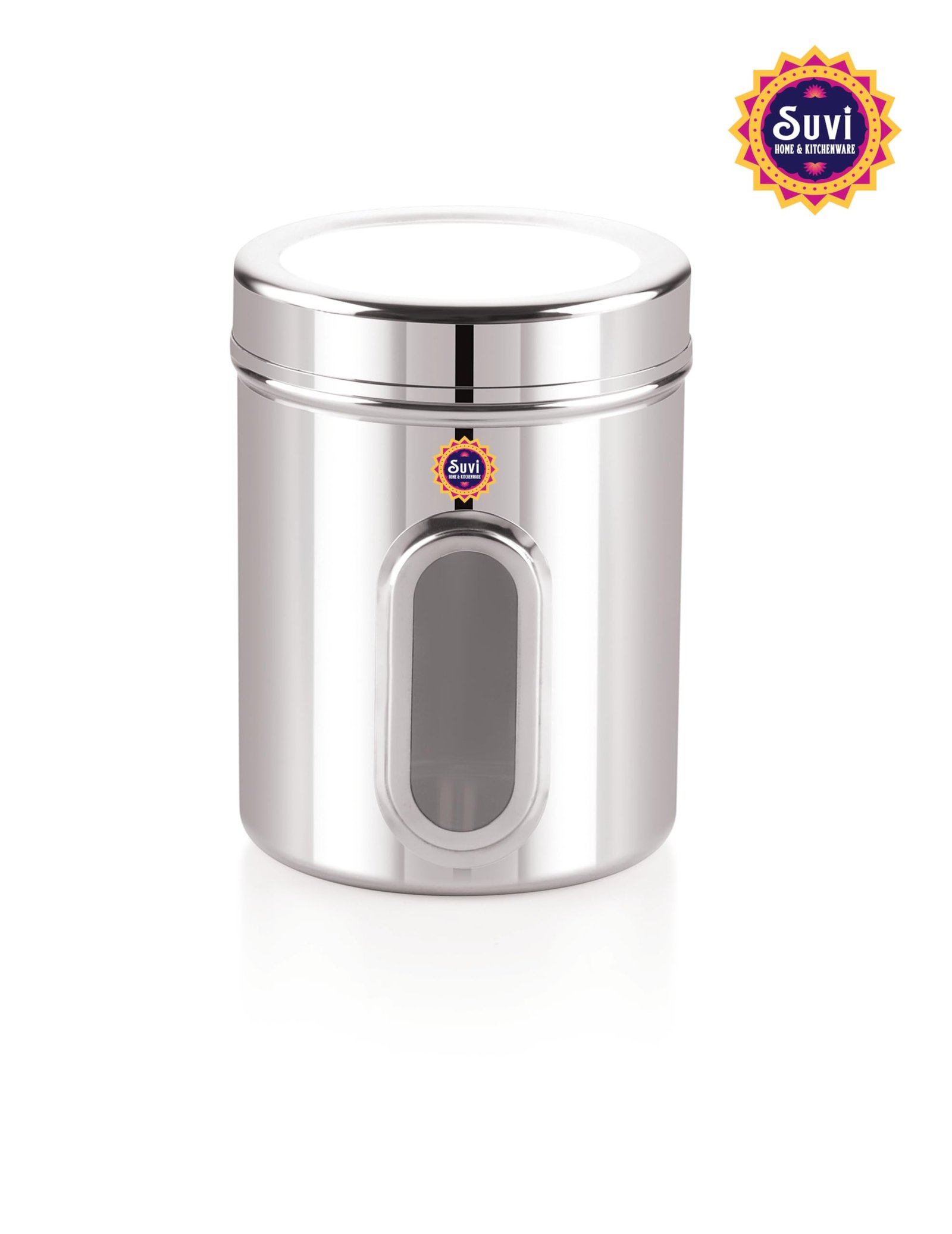 suvi 500gms set of 6pcs stainless steel kitchen containers with see through window | food storage dabba | steel containers set | silver mirror finish | food grains capacity – 500g approx (750ml 6pcs) suvi 500gms set of 6pcs stainless steel kitchen containers with see through window | food storage dabba | steel containers set | silver mirror finish | food grains capacity – 500g approx (750ml 6pcs)