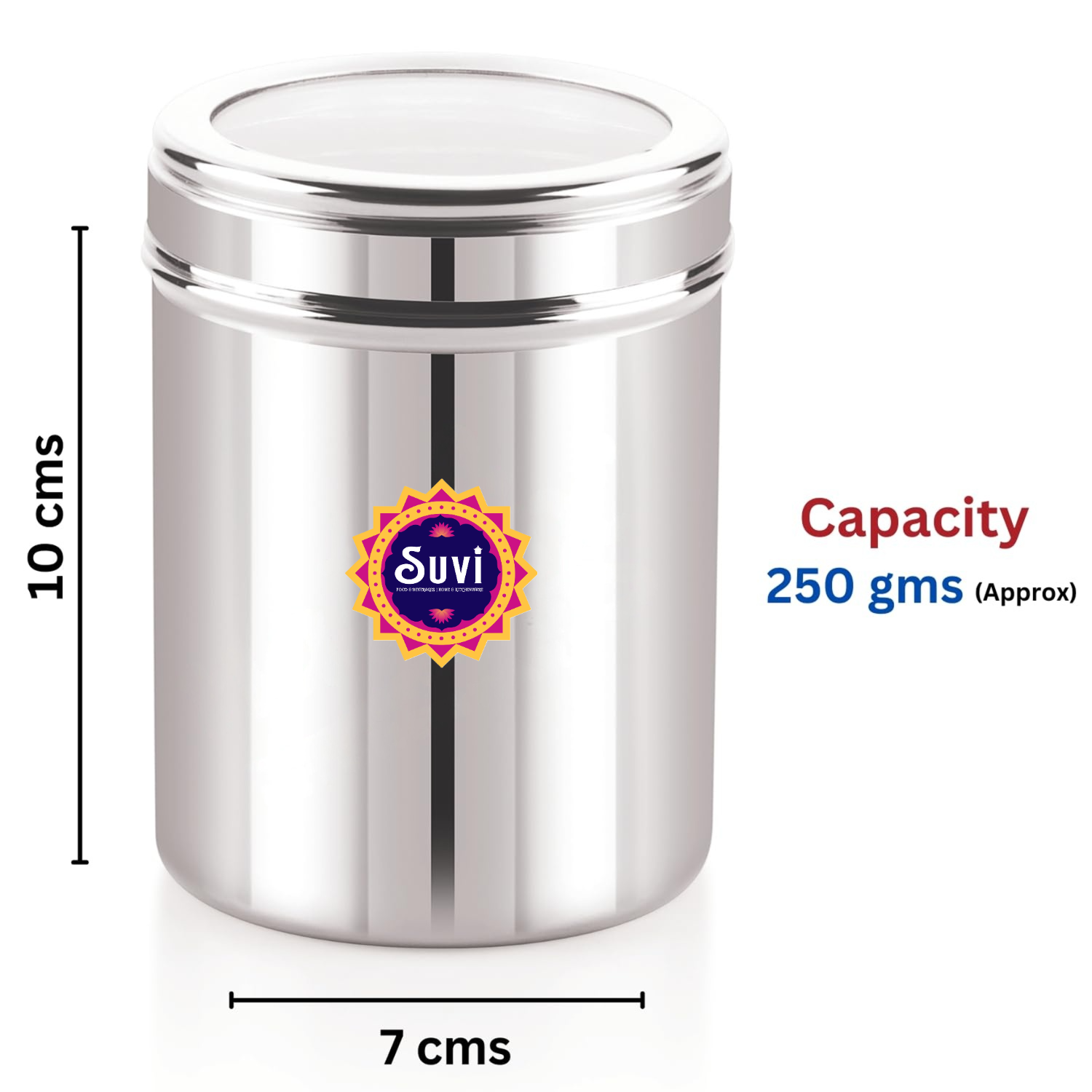 suvi 250gms stainless steel small containers for kitchen with see through lid | kitchen containers set | silver (450ml 6pcs) food grains capacity 250gms approx suvi 250gms stainless steel small containers for kitchen with see through lid | kitchen containers set | silver (450ml 6pcs) food grains capacity 250gms approx